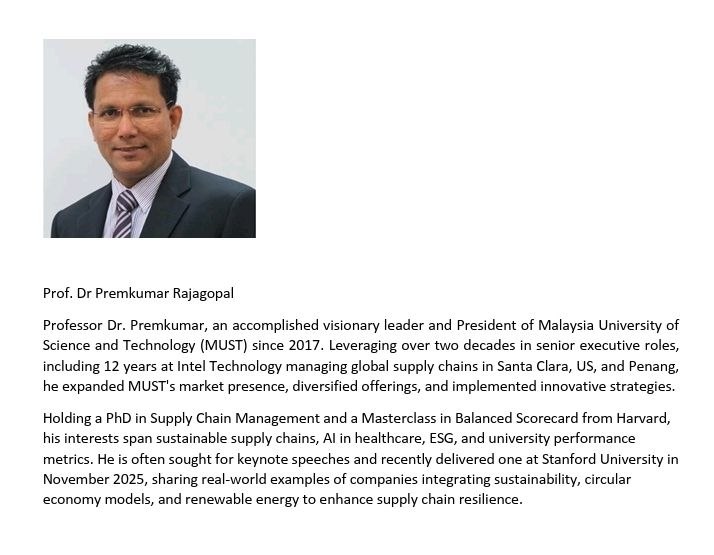 Prof. Dr Premkumar Rajagopal